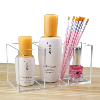 

New Stlye Acrylic 4 Grids Lipstick Holder Makeup Organizer Nail Polish Rack Cosmetic Storage Box organizador de maquillaje Case