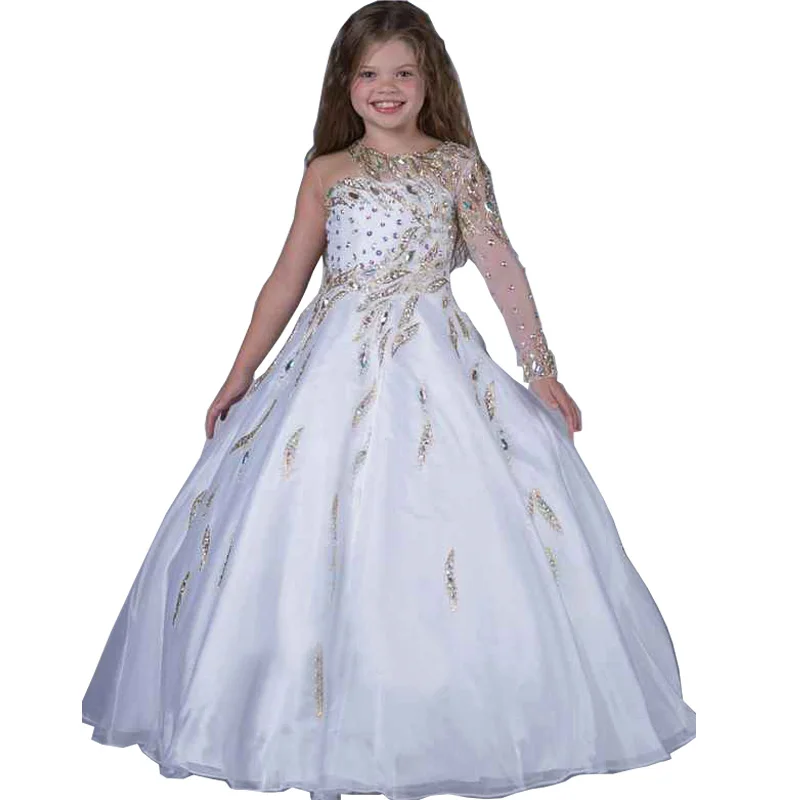 Flower girl dresses white and gold