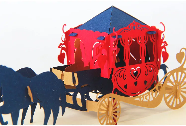  Ynaayu 1pcs 3D Carriage Greeting Cards Handmade Design Beautiful Butterfly Card Wedding Invitation  - 32820492190