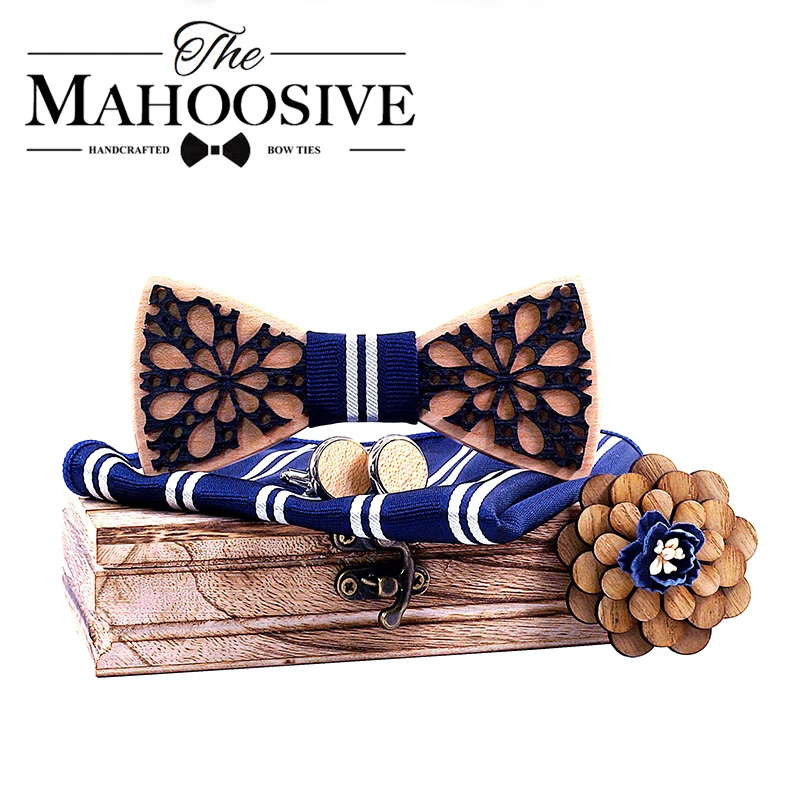 

Wooden Bowtie Men Patchwork Necktie Boy Men's Accessory Wedding Party Christmas Gifts Wood Neck Wear for Men Women Cravat SET