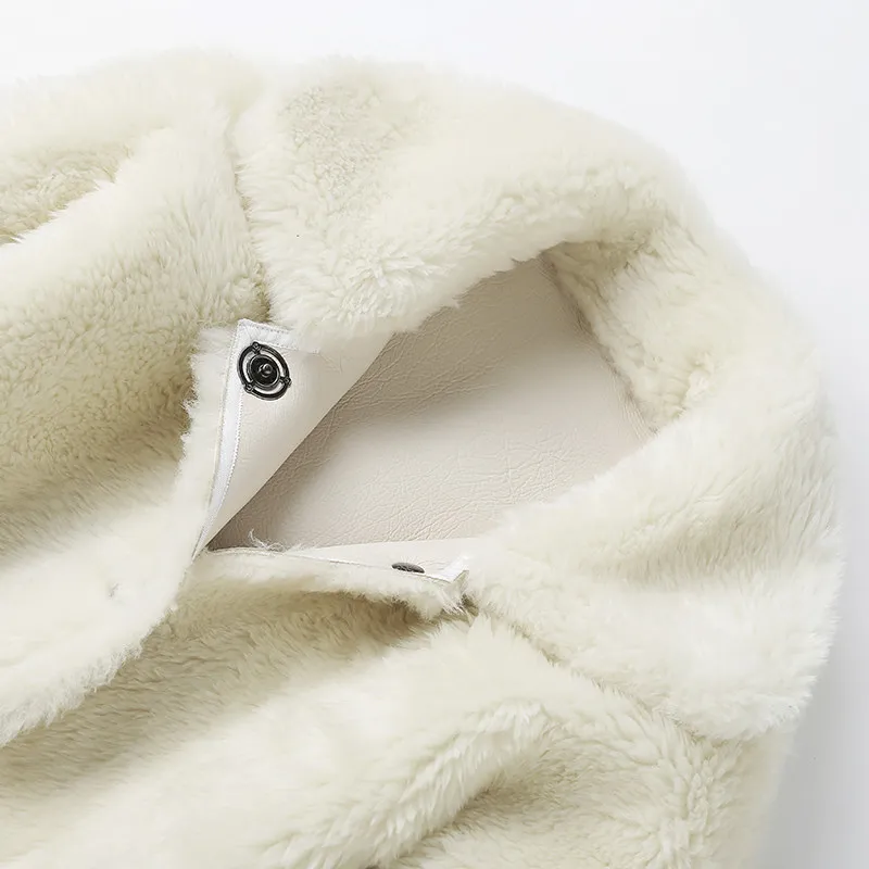 2018 Spring New Shearling Real Fur Coat Women High Quality Full Sleeve Wool Overcoat Female Designer Solid Slim Fit Long Jackets