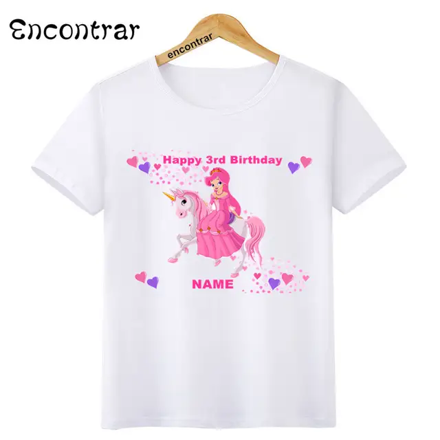 Kids Happy Birthday Princess 1 9 Print O Neck Tops T Shirt Tees