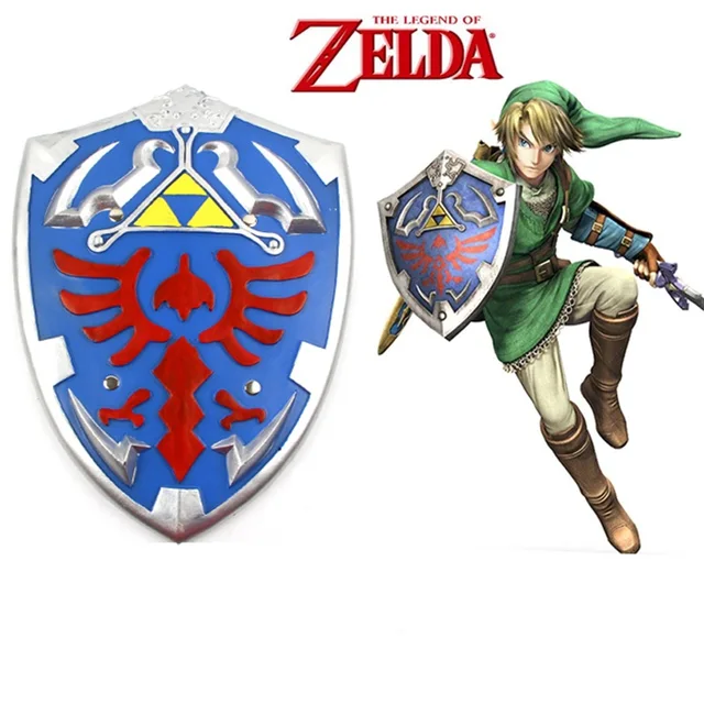 The Legend of Zelda Link Shield Blue Silver Cosplay Prop 34*45cm PU Game Around