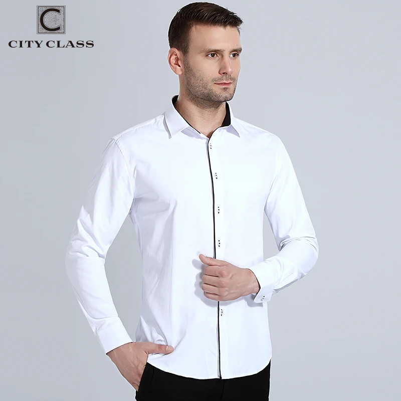 Город класса мужская одежда Slim Fit Рубашки для мальчиков Бизнес с длинным рукавом Для мужчин рубашка Camisas Para Hombre стирка и носить удобную 1901