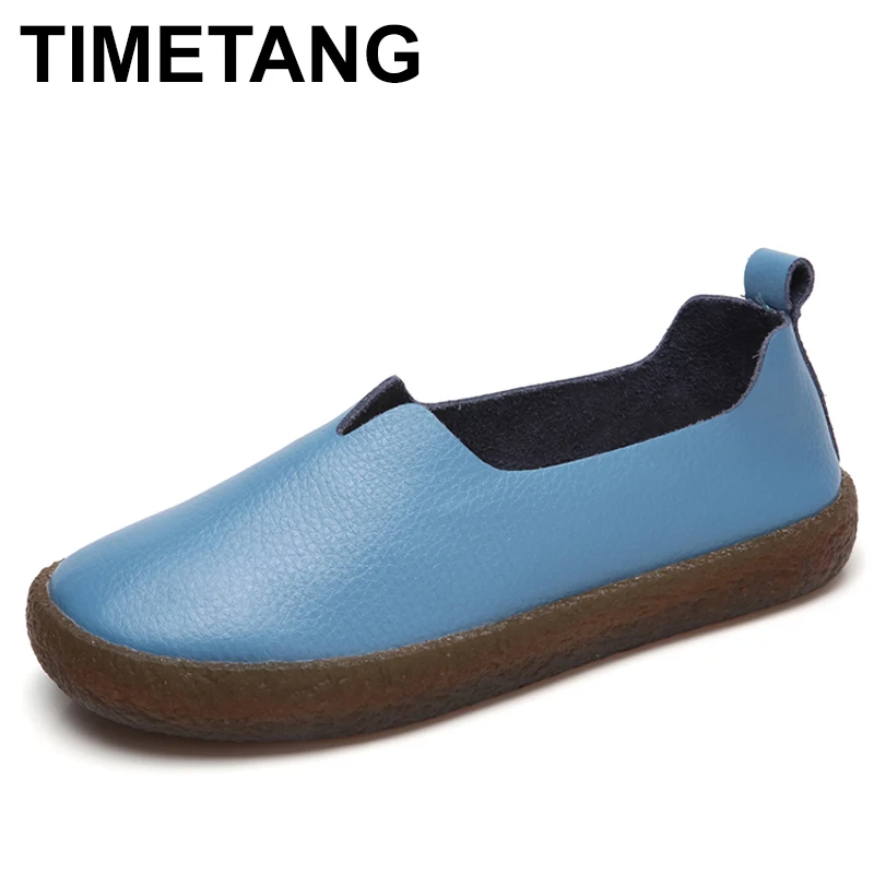 

TIMETANG Women Shoes Genuine Leather Ballet Flats Rubber Personality Soft Flats Slip On Comfort Casual Loafer 2018 Summers C301
