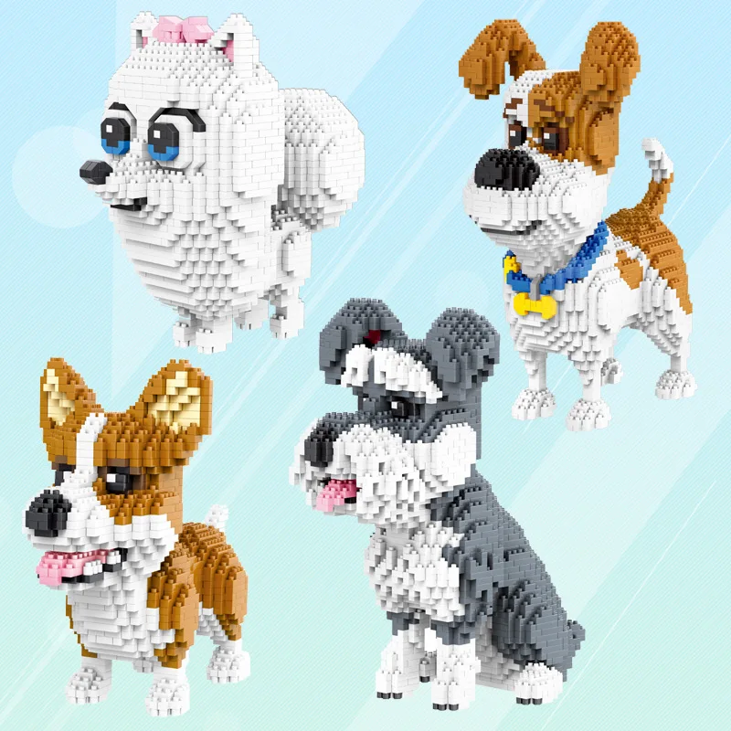 

Mini Blocks Cute Cartoon Dog Auction Figures Pomeranian Anime Corgi building Bricks Toy For Valentines Day Gifts Girls Toys