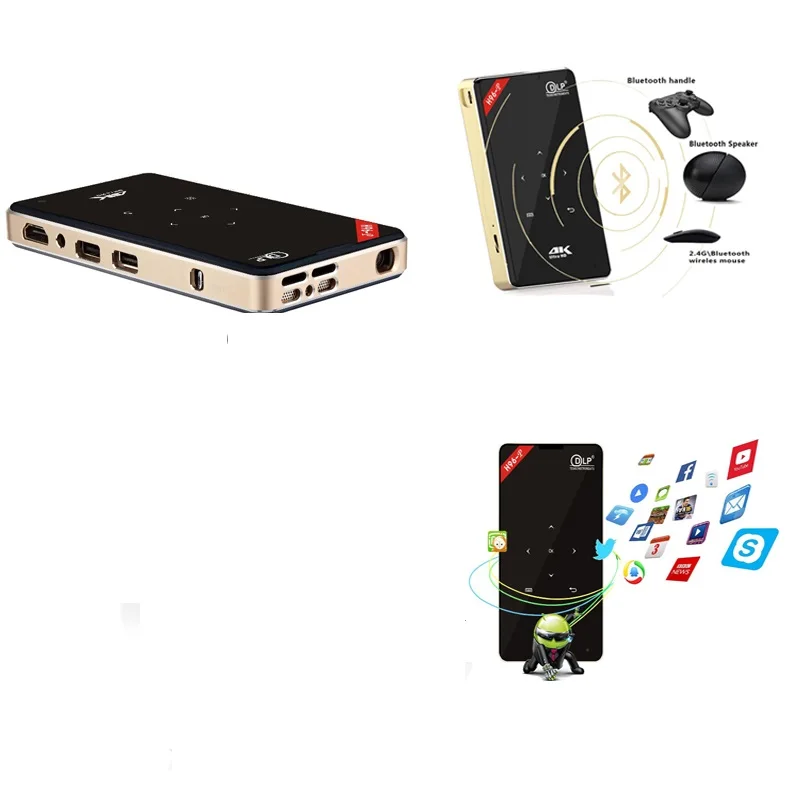 Проектор H96P 4k на android мини dlp Wi Fi 2 ГБ + 16 портативный домашний кинотеатр amlogic S905X с