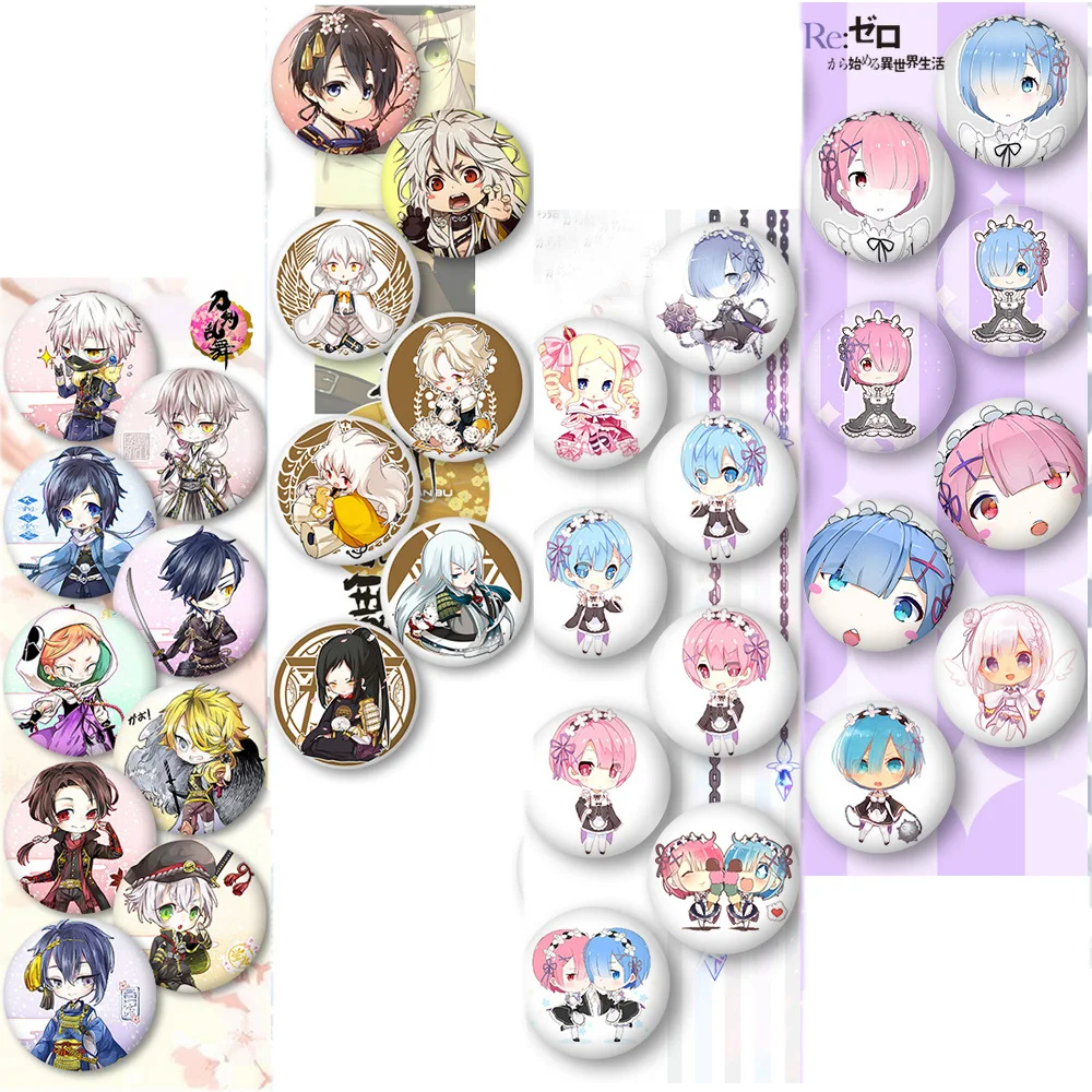 

Anime RE: ZERO Starting Life in Another World Rem Ram Cosplay Badges Touken Ranbu Brooch Pin Collections Badge for Backpack