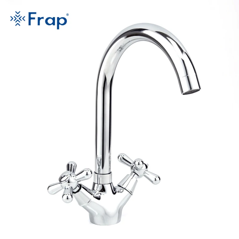 Frap New Deck Mounted Brass Torneira Cozinha Kitchen Faucets Hot and Cold Water Chrome Basin Sink Taps Mixers Dual Handle F4025