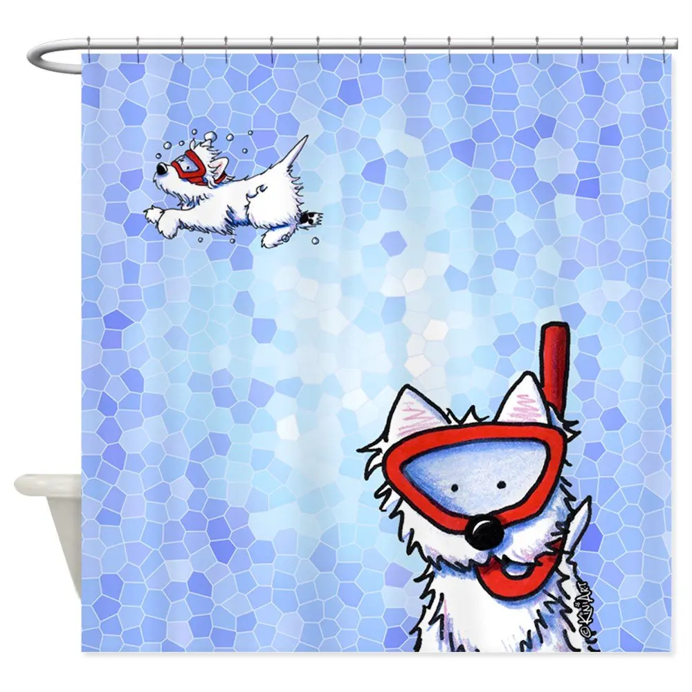 

Snorkel Westies 3D Print Shower Curtain Decorative Fabric 3D Print Shower Curtain