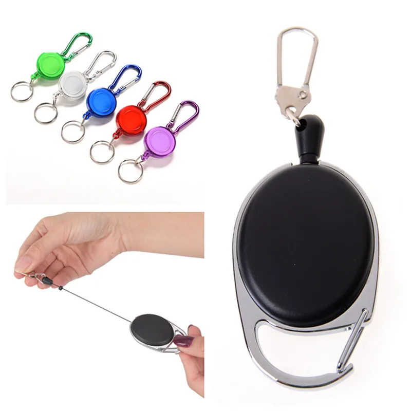 

Retractable Metal Card Badge Holder Ring Belt Clip Pull Camping Key Chain Strap Carabiner Clip Card Label Keyring