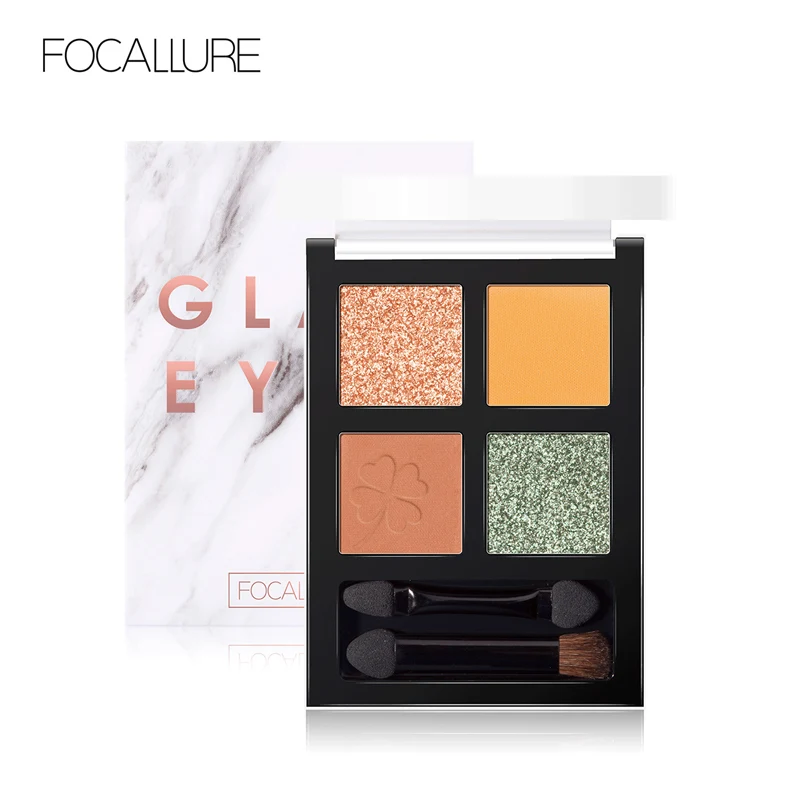 Бренд FOCALLURE Новинка 4 цвета блестящие тени для век Палитра долговечные