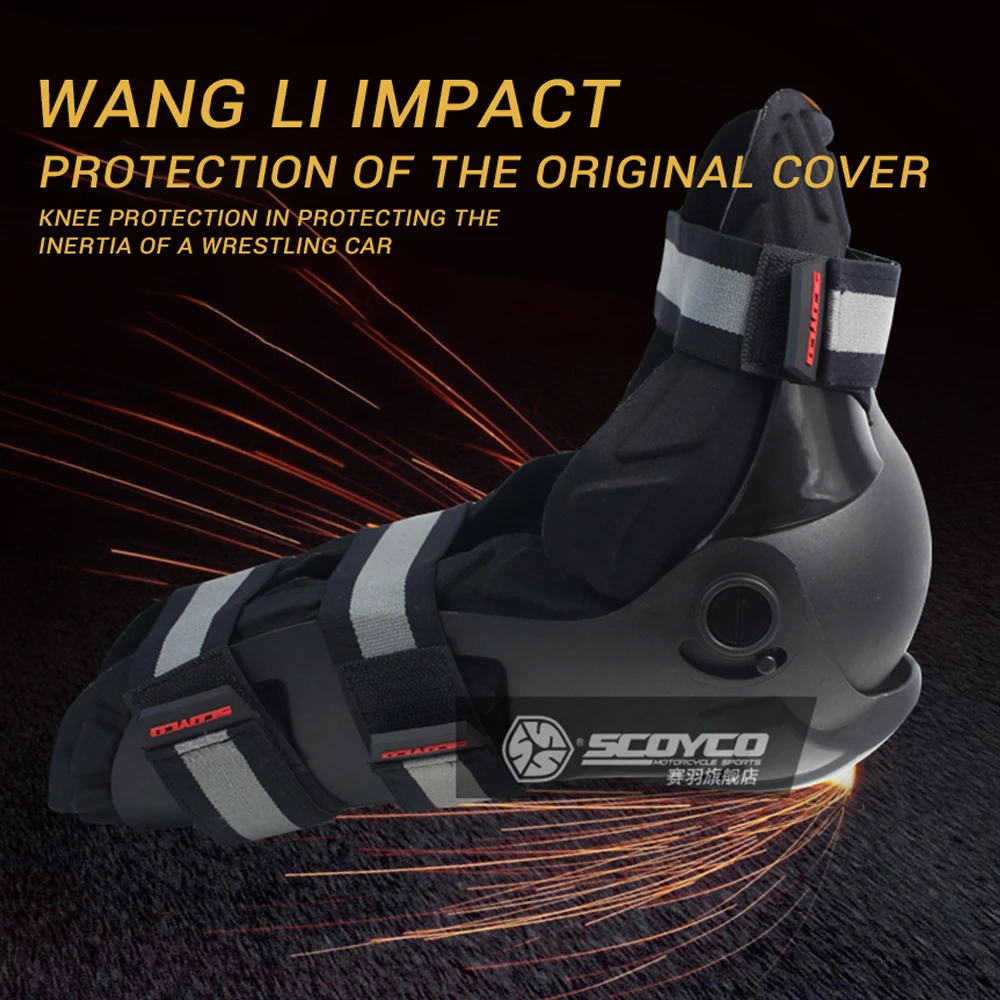 Black SCOYCO Motorbike Knee Guards Protection and Support for the Side of Joint with Quick Buckle Bendable Knee Pads for Professional Motorcycle Riding Motocross Outdoor Sports