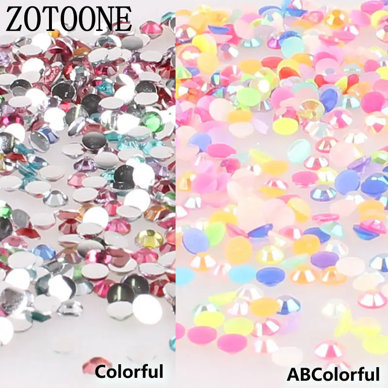 

ZOTOONE Mix Size 1000PCS/lot Rhinestones 3-5MM Colorful Crystals and AB Stones Glue Back Iron on Rhinestones for Clothes D