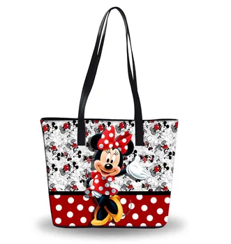 

Disney cartoon handbags foldable travel storage bag ladies shoulder leather bag waterproof bag large capacity bag