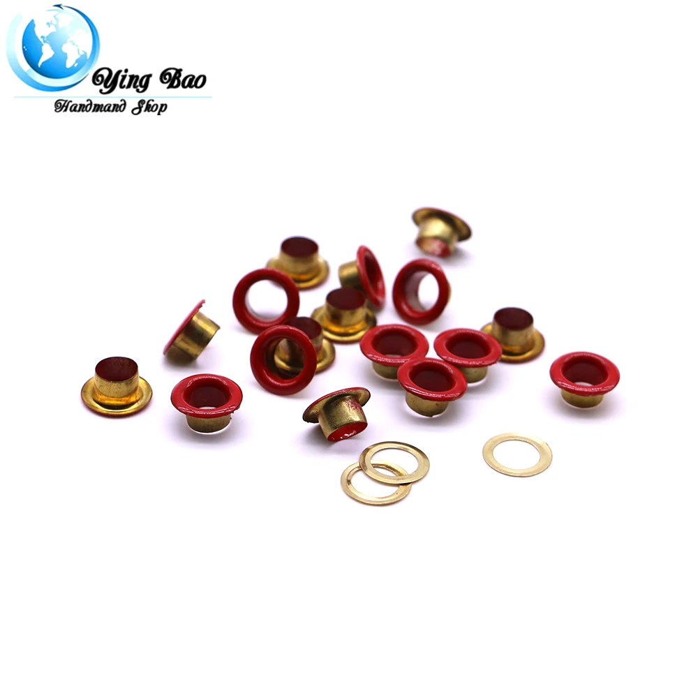100sets/pack(Outer diameter)10.5mm (eyelets)6mm (high)5mm red coloured eyelets metal brass eyelet Red|cyan color Q-18
