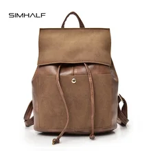 SIMHALF Женщины Рюкзак Vintage Рюкзаки для Девочек-Подростков Моды Большие Школьные Сумки Высокого Качества ИСКУССТВЕННАЯ Кожа Черная Сумка mochilas
