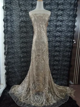 

top sale glued glitter african Tulle lace newest design french net lace fabric for nice dress