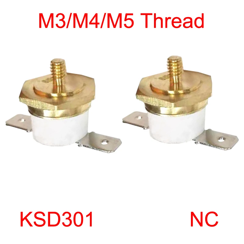 265 270 275 280 Degree M4 M5 M6 Copper Hex Screw Thread KSD301 250V 10A Ceramic Flat Normal Closed NC Temperature Control Switch |