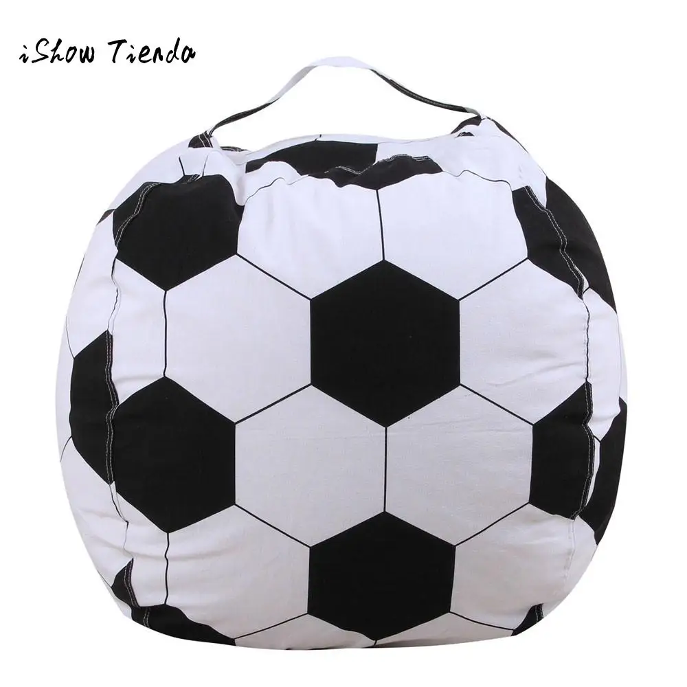 Kids Stuffed Animal Plush Football Toy Storage Bean Bag Soft Stripe