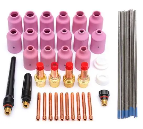 

Best choice and best discounts FREE SHIPPING 46Pcs Tig Welding Torch Gas Lens Kit WP-17 WP-18 WP-26 WL20 Lanthanate Tungsten