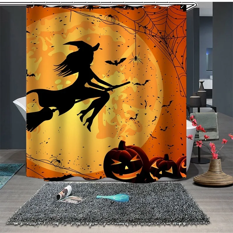 3D Printed Halloween Shower Curtains Polyester Fabric Waterproof