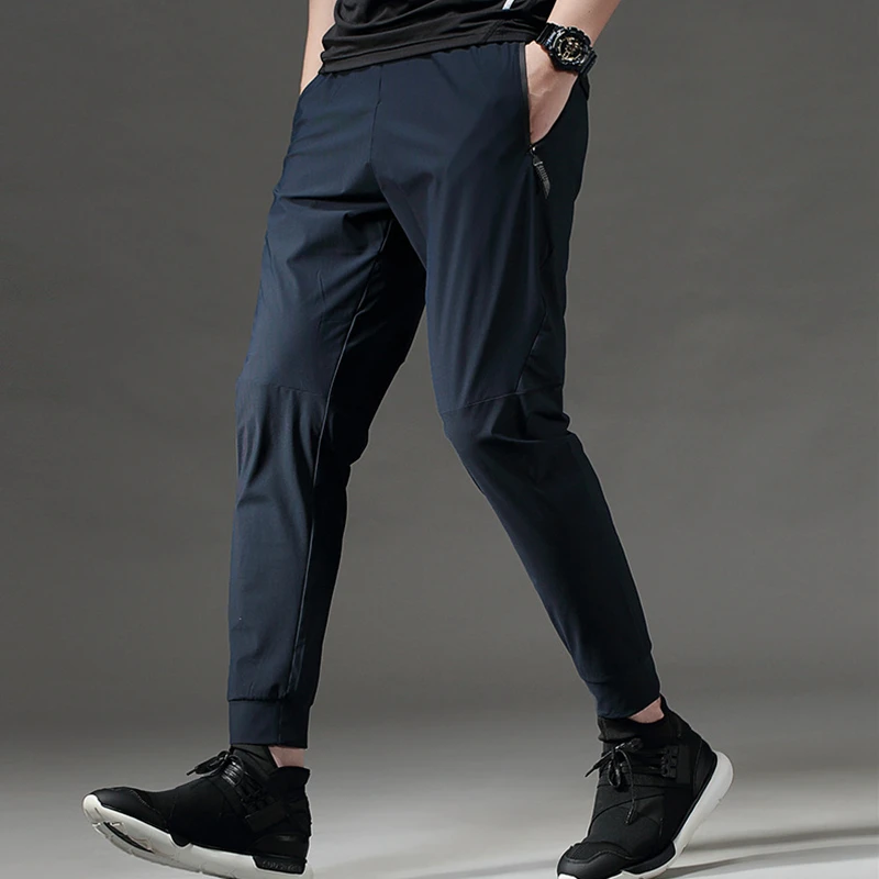 

Spring summer Ice Silk Quick dry Mens Sweatpants Man Gyms Fitness Bodybuilding Joggers Workout Trousers Men Casual Pencil Pants