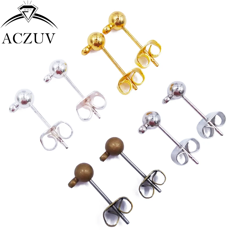 

1000pcs 3mm 4mm 5mm 6mm Ball Earring Post Pin with Butterfly Earring Backs Jewelry Findings Accessories PEP011