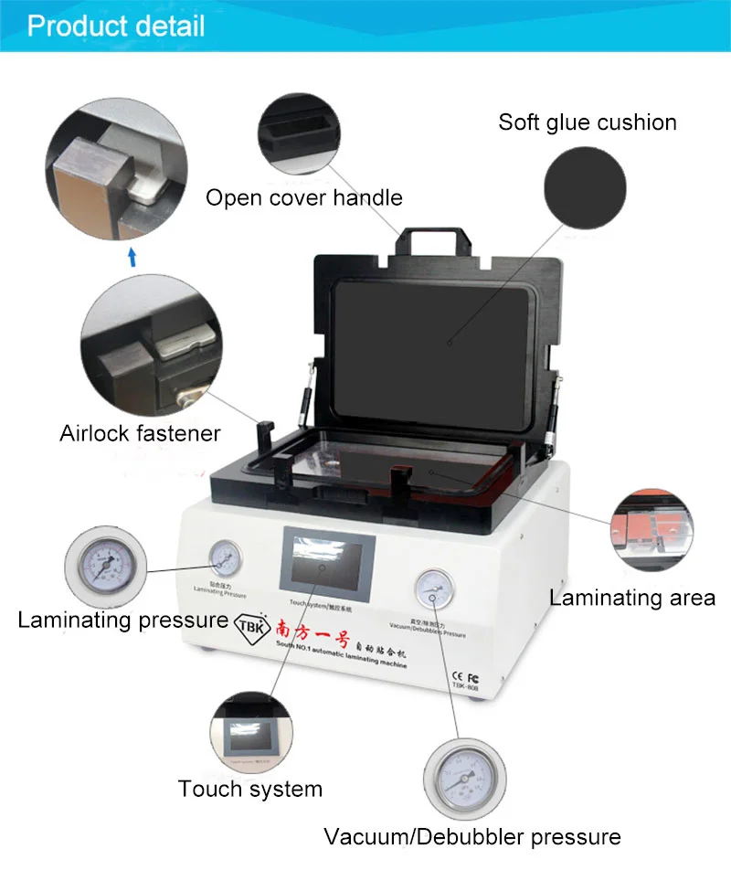  12 inch Curved Screen TBK 808 Vacuum Laminating Bubble Removing Machine Laminator and Debubbler For