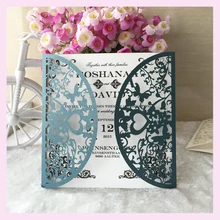 Печатная Белая лазерная резка, для свадьбы пригласительная карта конверт Заказная печатная сложенная Подарочная открытка ручной работы Свадебная пригласительная карта