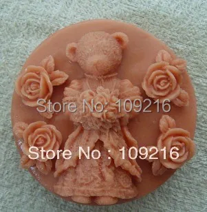 

1pcs The Bride Bear (XZ404) Silicone Handmade Soap Mold Crafts DIY Mold