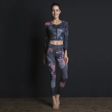 Female Yoga Set Ensemble Workout Gym Wear Running Clothing Wome Sport Suit Sexy Print Zipper Fitness Tracksuit Sportswear