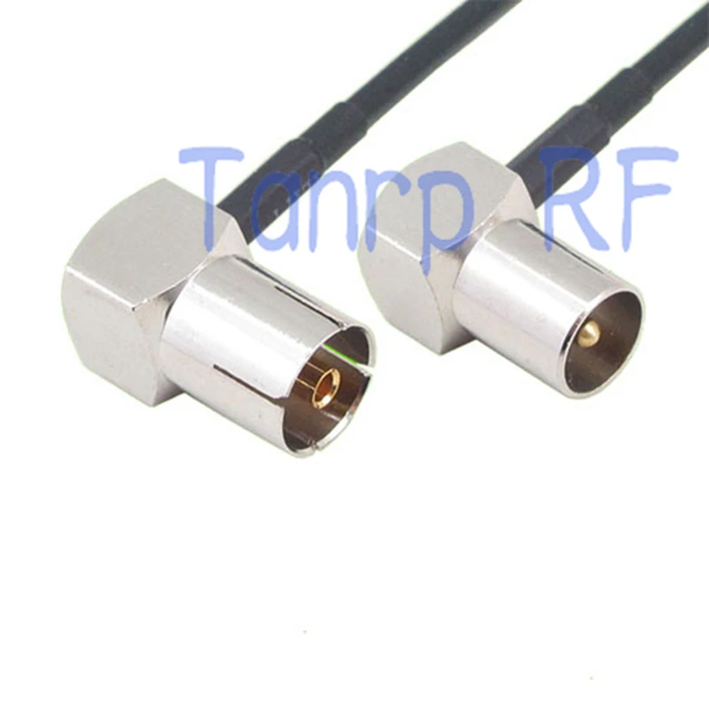 

50CM Pigtail coaxial jumper RG174 extension cable 20in TV male plug to TV female both right angle 90 degree RF adapter