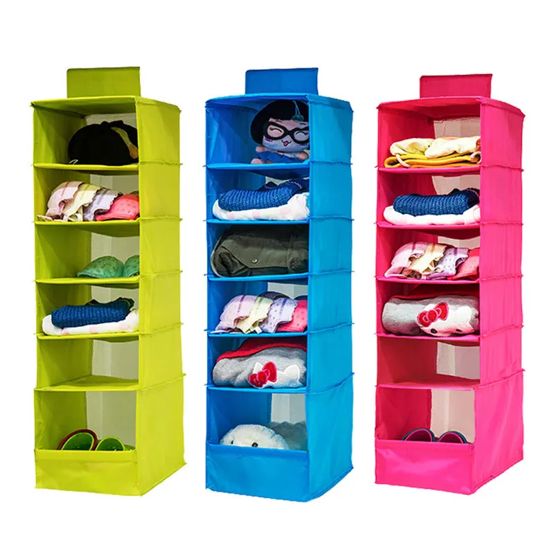 Creative Multi Layer Oxford Storage Box Cloth Closet Hanging Bag