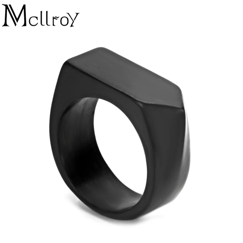 Mcllroy Модные мужские кольца из титановой стали черные свадебные ювелирные изделия