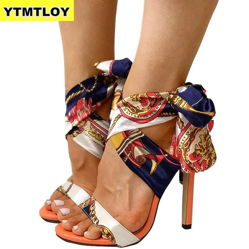 2019 Ribbon Summer Luxury High Heels New Women Pumps Comfort Shoes Sandals Sexy Party Female Peep Toe Gladiator Rome Leisure