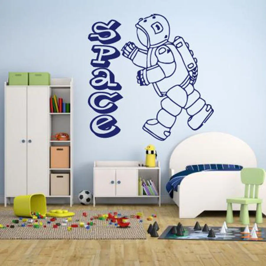 Best Wall Decals Bedroom Spaceman Cartoon Cute Kids Girls Boys Nursery Interior Decor Vinyl Wall Sticker Removable Mural S268