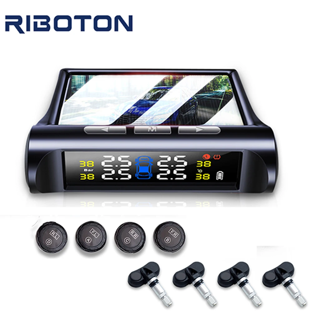 

Riboton C240 Smart Car TPMS Tyre Pressure Monitoring System Wireless Solar Power High Quality Auto Security Alarm Systems TMPS
