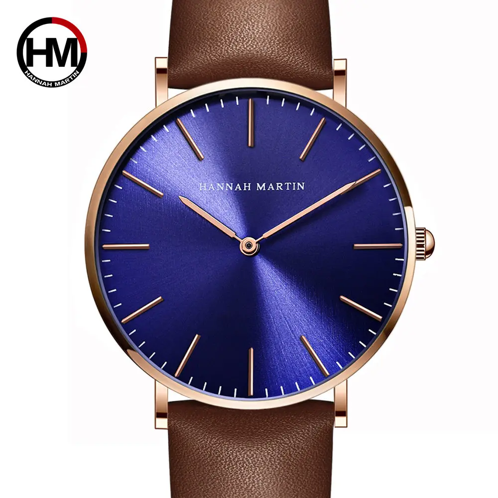 

Hannah Martin Blue Dial Creative Business Men Watches Japan Quartz Movement Waterproof Wristwatch Men Clock Relogio Masculino