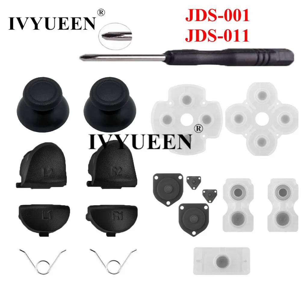 

IVYUEEN For Dualshock 4 PS4 Pro Slim Controller R2 L2 Buttons JDS-040 JDS-030 JDS-011 Conductive Rubber and Analog Stick Caps
