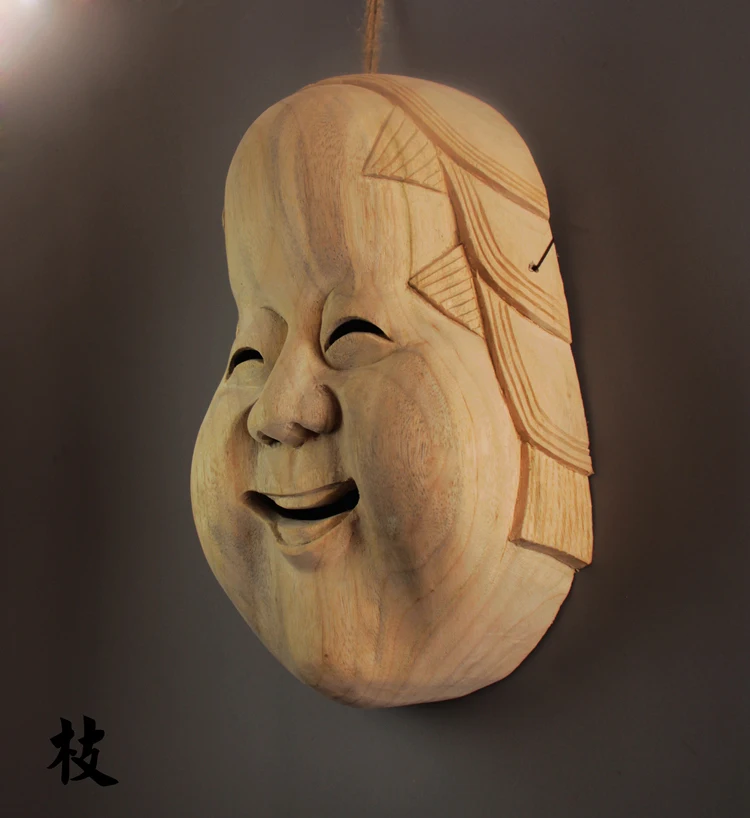 Деревянные японские маски Noh, скульптура, драма, самшит, статуя, миниатюрная, настенная, для украшения дома, Япония, Буда, маска, деревянный настенный Декор