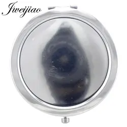 JWEIJIAO 70 мм круглый складной карманное зеркало для макияжа Косметические Инструменты нержавеющая сталь компактный портативный одно зеркало