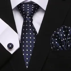 7,5 см шелковый галстук, галстук с рисунком «Шотландка» для Для мужчин качество Галстуки жаккардовая тканевый галстук и платок Набор костюм
