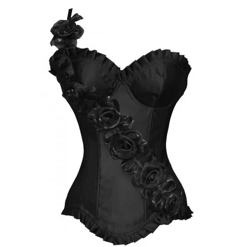 H   itam Floral Strap Underwire Corset Bustiers Overbust Burlesque Corset
