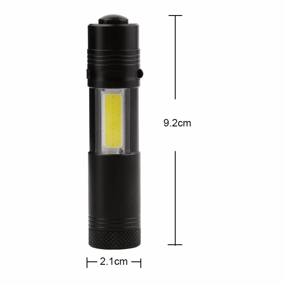 Mini Flashlight XPE+COB LED Torch Lamp Penlight AA/14500 4 Modes Flashlight Torch  on a bicycle