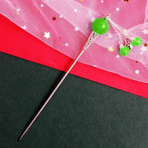 Элегантная Корейская шпилька тиара аксессуары для волос жемчужная подвеска заколки для волос для женщин Сладкий головной убор - Цвет: green