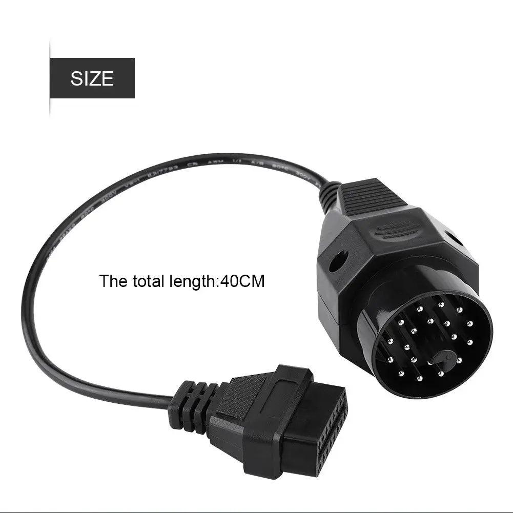 For BMW E36 E38 E39 E4620 Pin to 16 Pin OBD2 Adapter Connector Scanner Cable Durable PIN Female Connector Mayitr