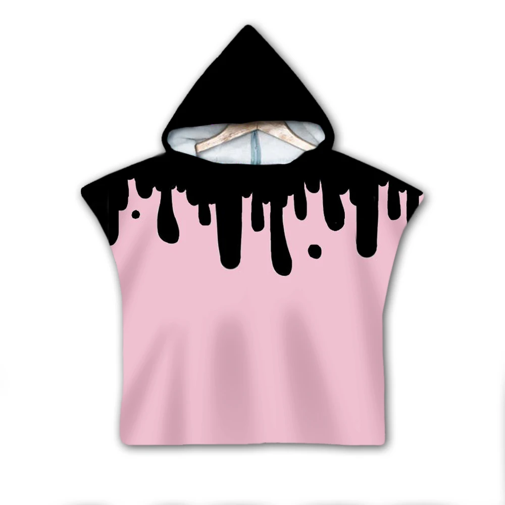 

Dessert donut Milk Hooded baby Boys and Girls Towel Wearable Bath Towel For Kids Travel 3D print Beach Towels style-10