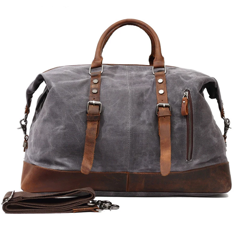 

Daffdoil Vintage Military Large Capacity Travel Bag Men Handbags England Style Waterproof Wax Canvas Messenger Bags