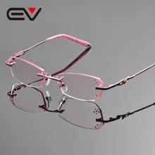Новинка фирменные элегантные Для женщин diamond Резка Титан очки без оправы розовый ev1242